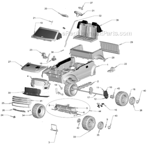 Page A Diagram and Parts List for CDF53 Blue Power Wheels Ride-On Cars